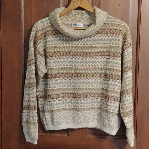 Olsen Patterned Cowl Neck Sweater - Picture 1 of 4
